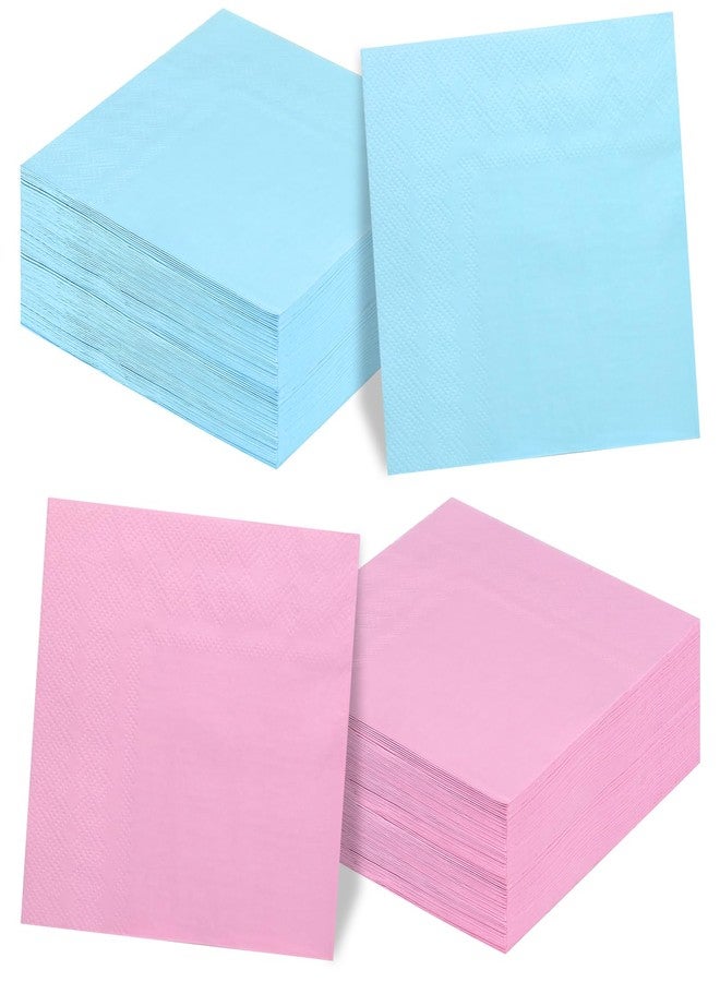 pyntop Gender Reveal Cocktail Napkins - 100Pack Blue and Pink Cocktail Napkin for Gender Reveal Party, 5Inch Disposable Beverage Napkins, Baby Shower Napkin Decorations, Boy or Girl Themed Party Supplies - Image 1